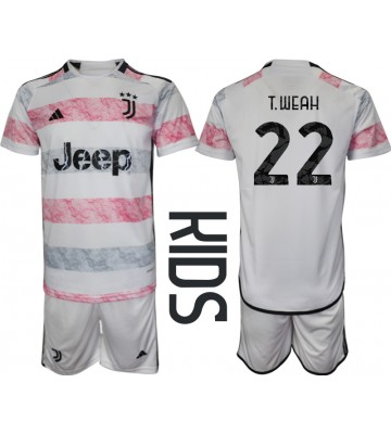 Juventus Timothy Weah #22 Vieras Pelipaita Lasten 2023-24 Lyhyet Hihat (+ Lyhyet housut)